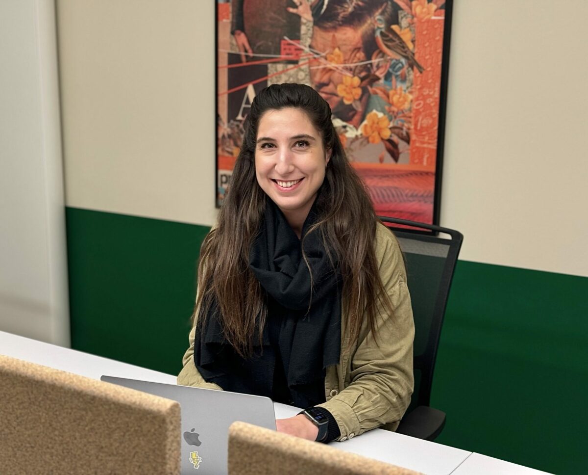 a woman smiling